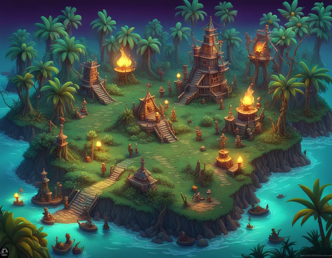 Monkey Island Map with Voodoo Pirate Refuge