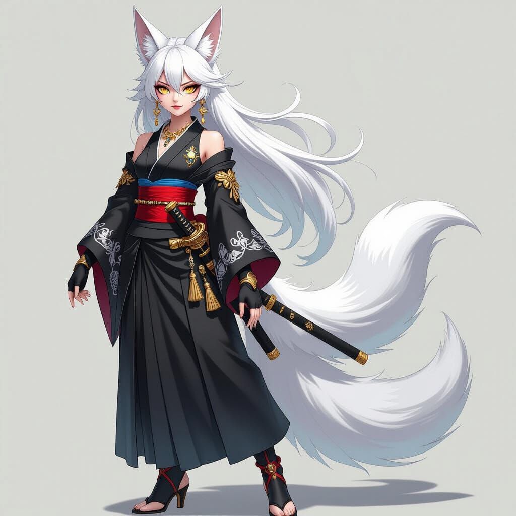 Anime Admiral with Kitsune Ears and Katana