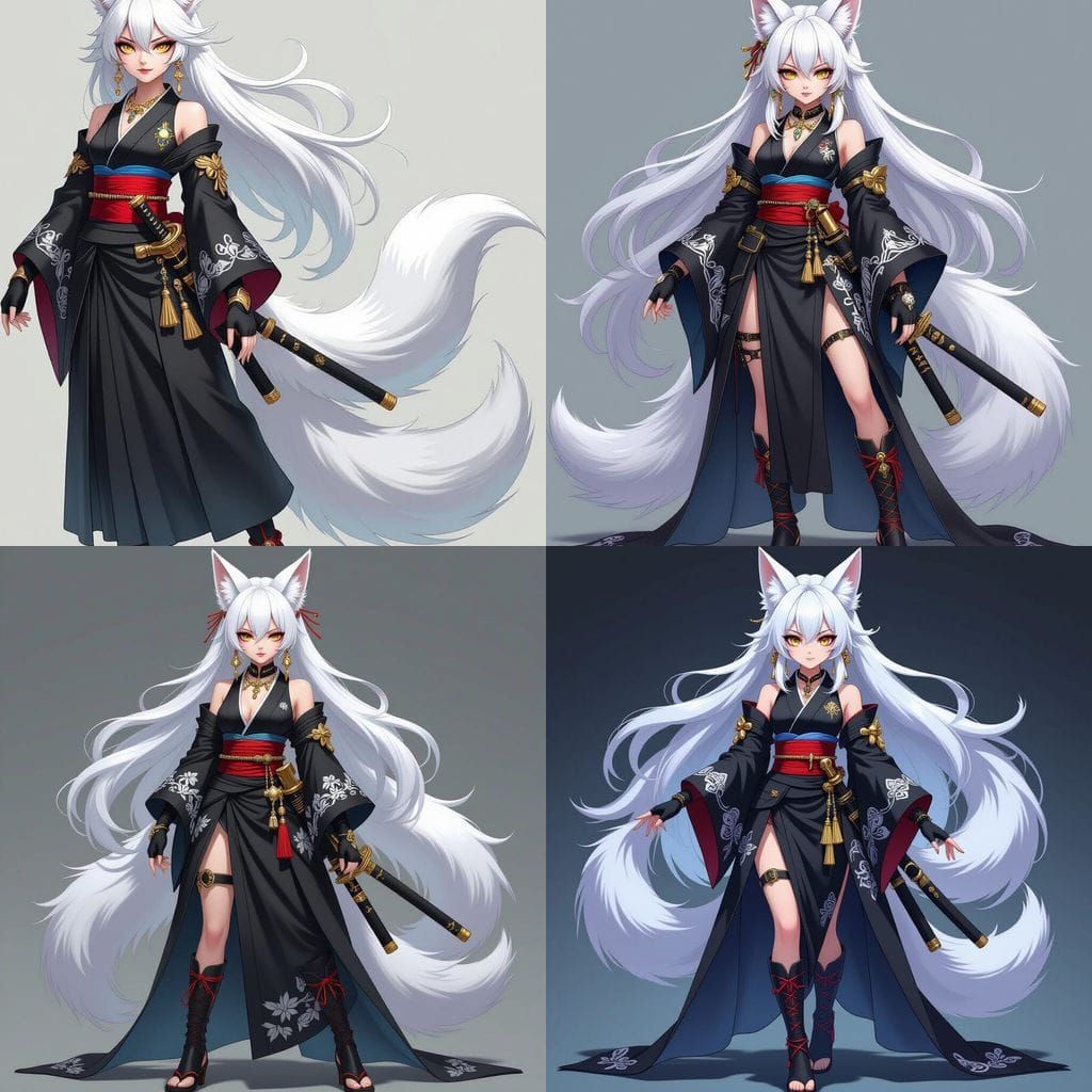 Anime Admiral with Kitsune Ears and Bushy Tails