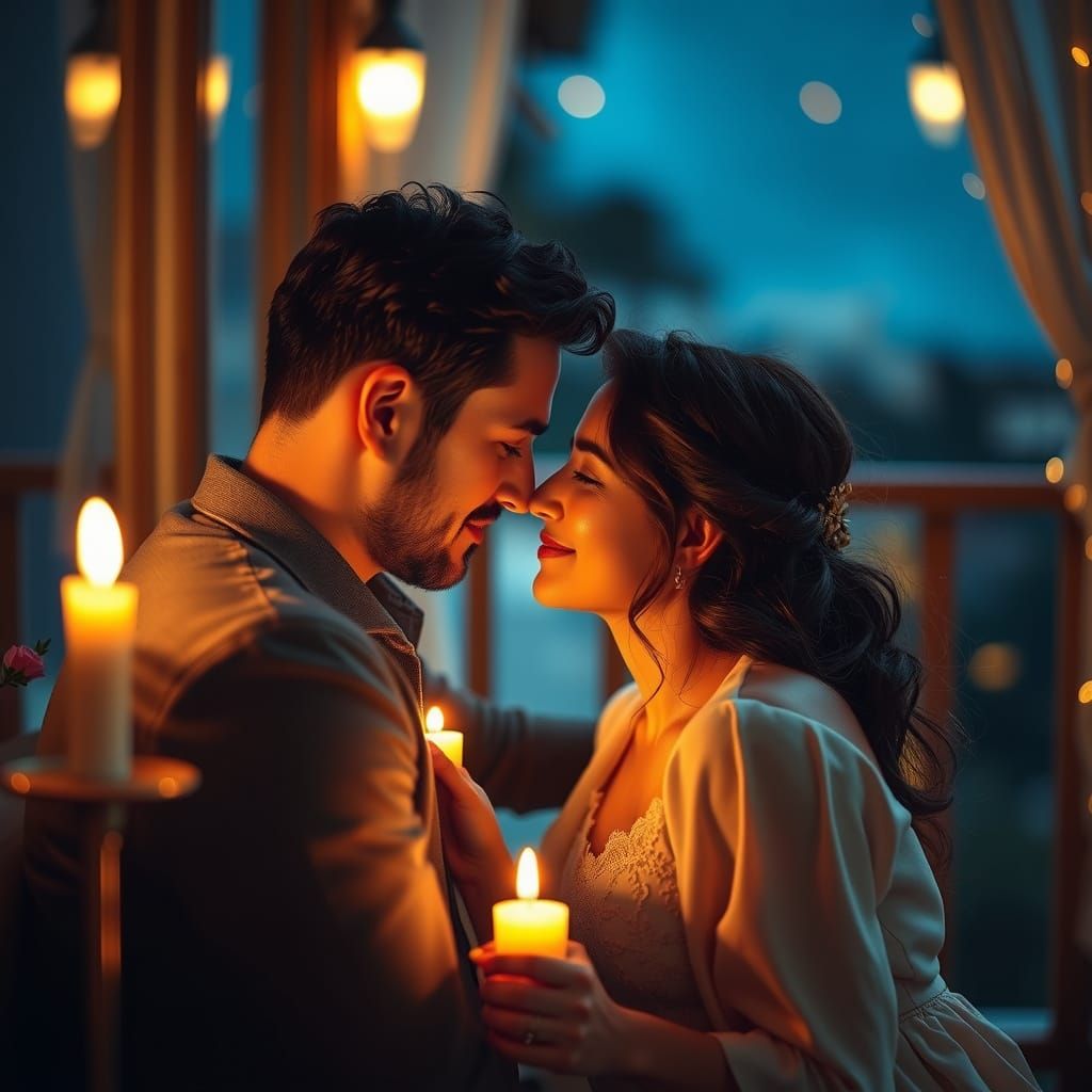Intimate Candlelit Moment Captured in Warm Golden Light