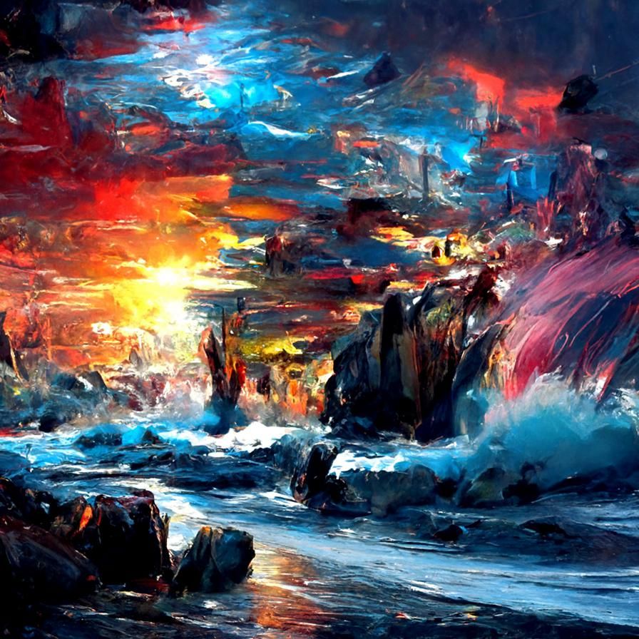 Ship on Stormy Sea: Impressionistic Oceanscape Painting