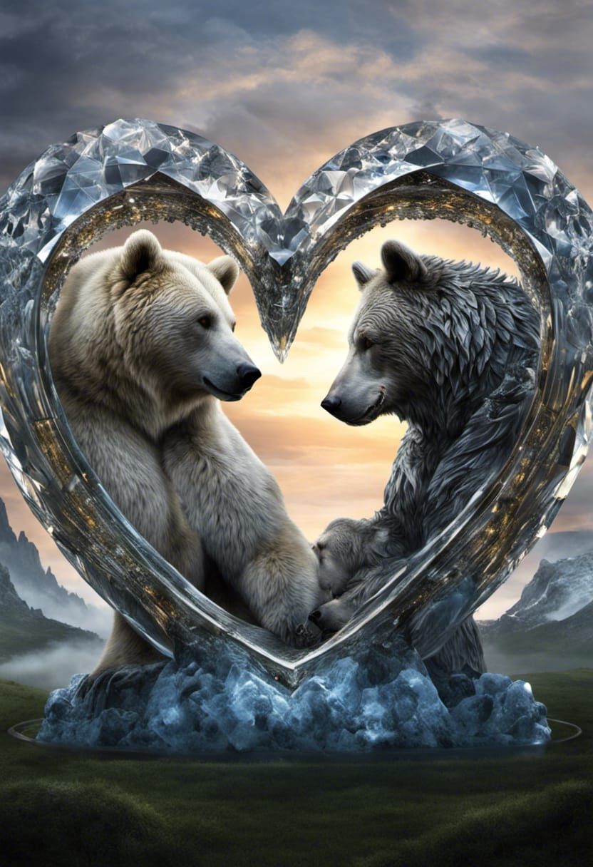 Obese Bear and Dire Wolf with Crystal Heart
