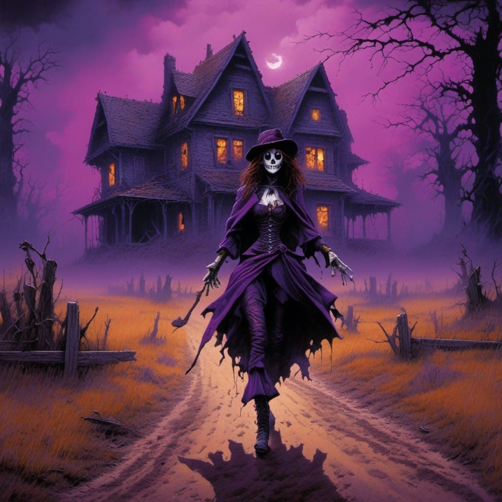 Gothic Horror Woman in Post-Apocalyptic Landscape