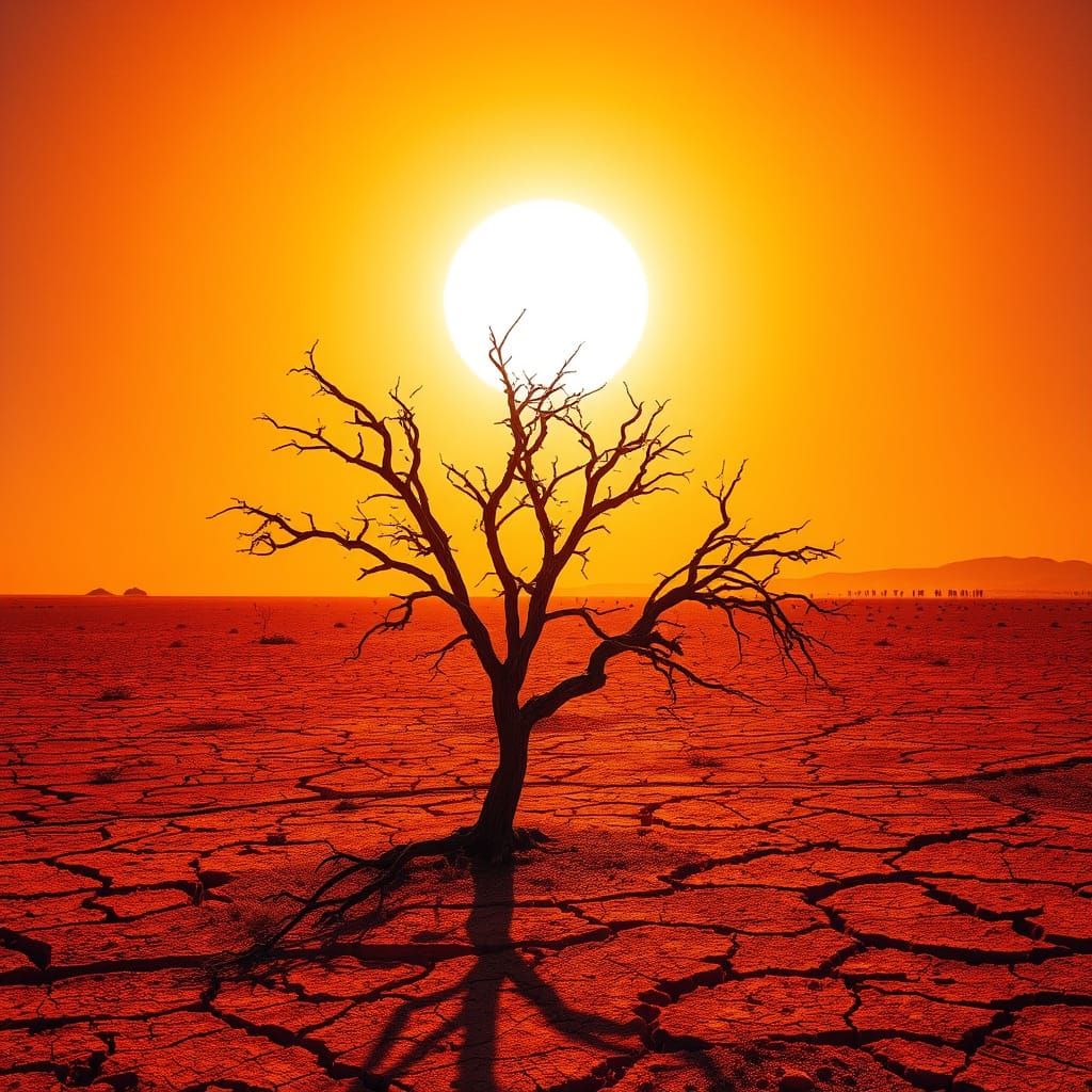 Parched Landscape Under Blazing Sun