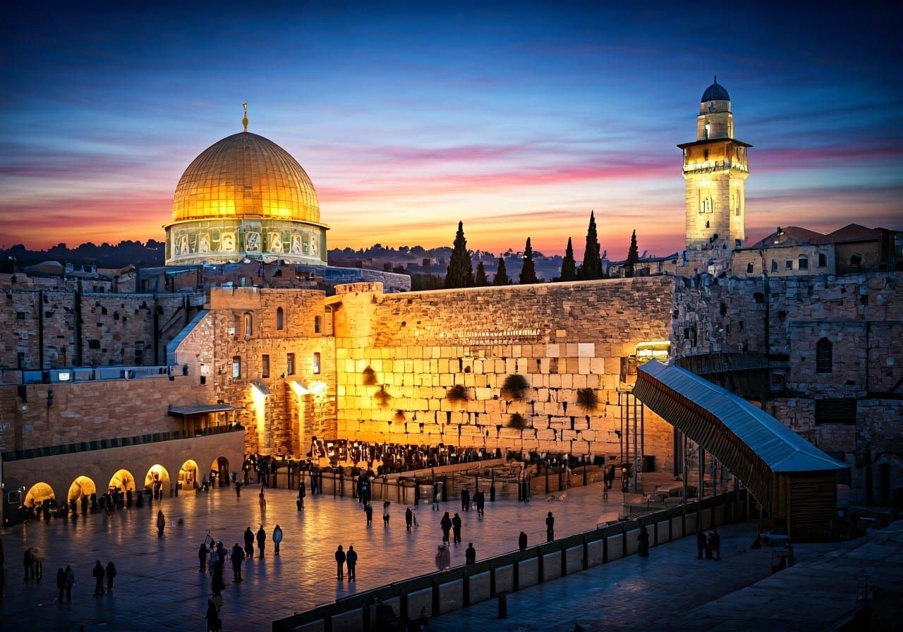 Majestic Western Wall in Jerusalem at Twilight