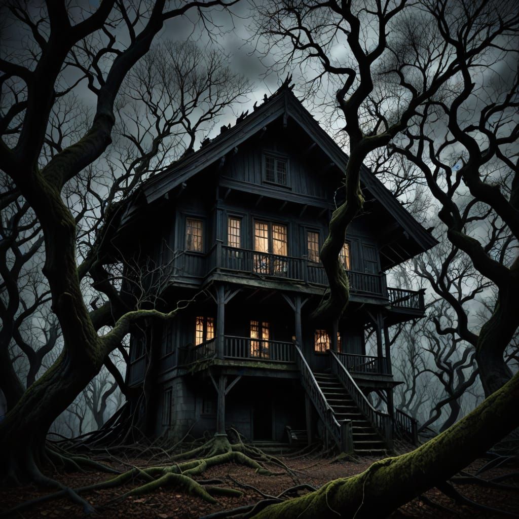 Hyperrealistic Forest at Night in HDR