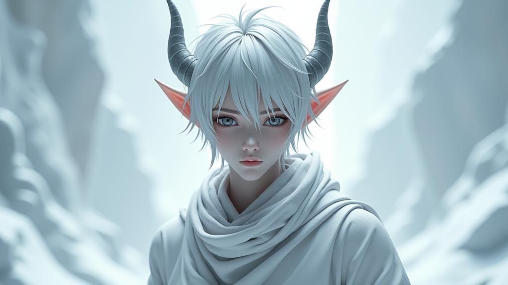 Icy Demon Portrait in 3D Anime Style