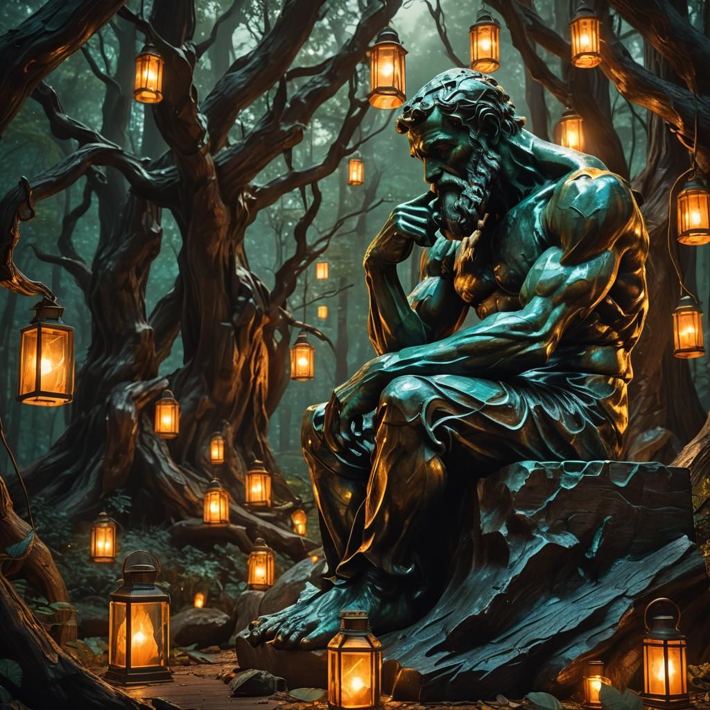 Rodin Sculpting The Thinker: Fantasy Concept Art