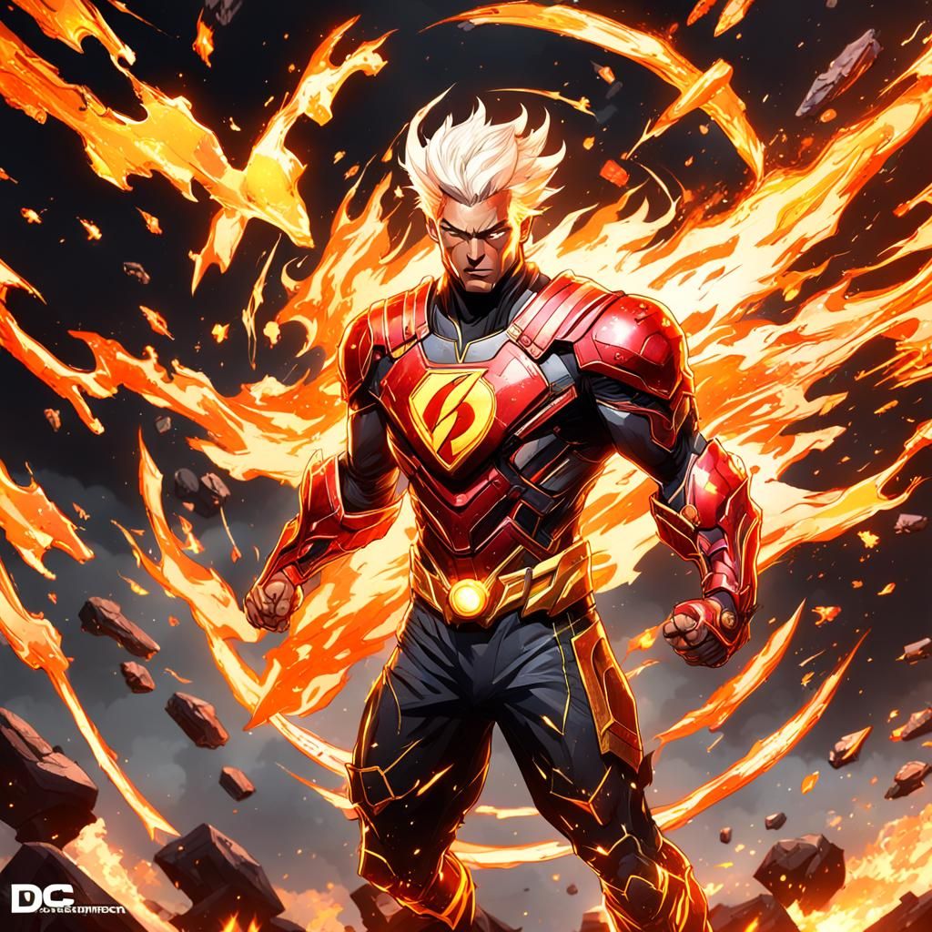 Dc comics superhero Firestorm By artist "anime", 3d anime ar...