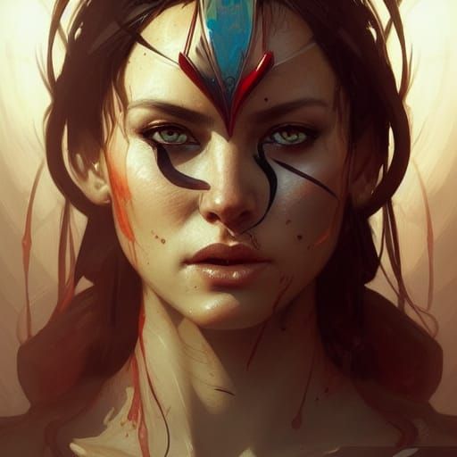Warrior Woman Portrait in Hyperdetailed Digital Art