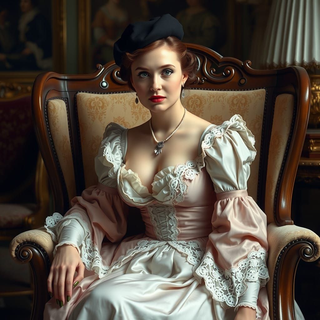 French Lady in Lavish Rococo Salon