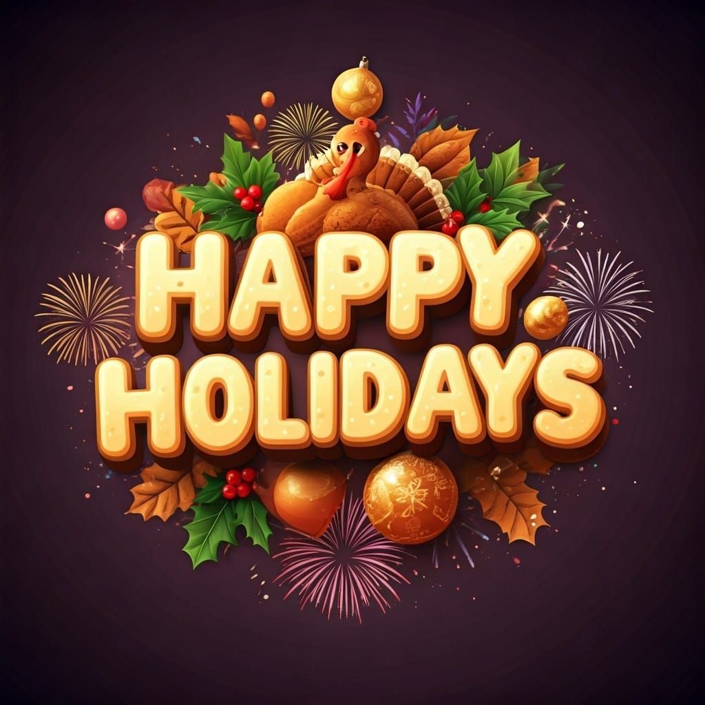 Festive 3D "Happy Holidays" in Animated Style