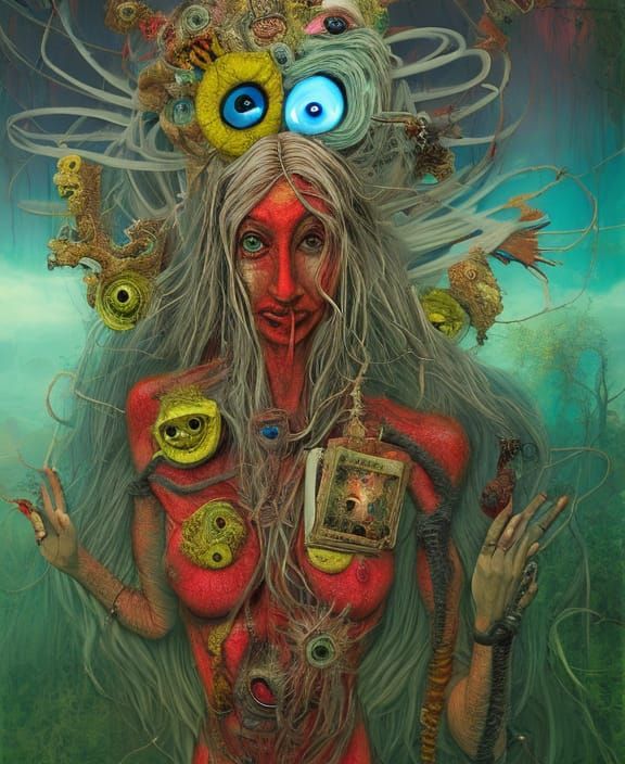 Surreal Devil Photograph in Maximalist Psychedelic Art Style