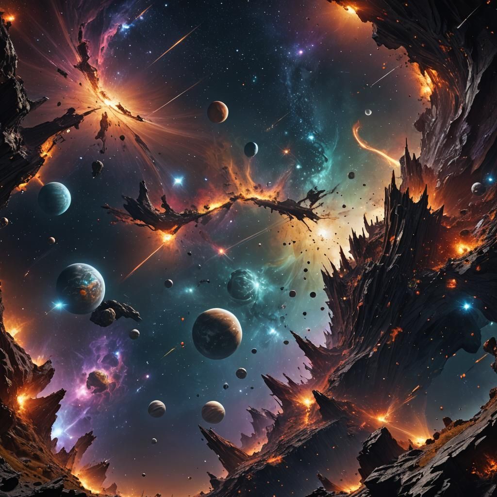 Detailed Space Scene with Stars in Deep Color