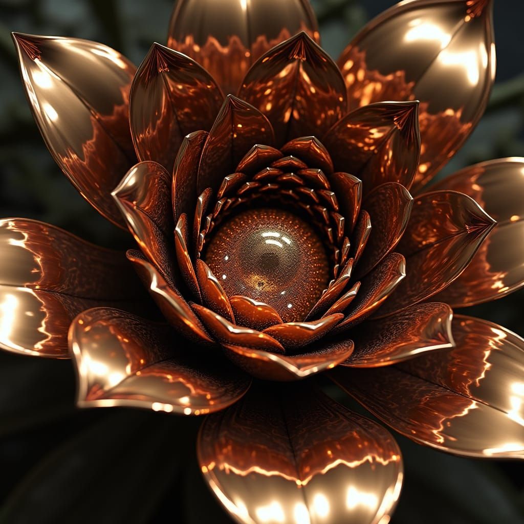 Chrome Lotus Sculpture with Hidden Optical Illusion