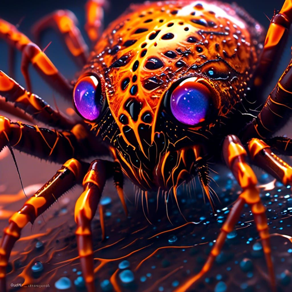 Creepy Detailed Eye with Orb Weaver Reflection