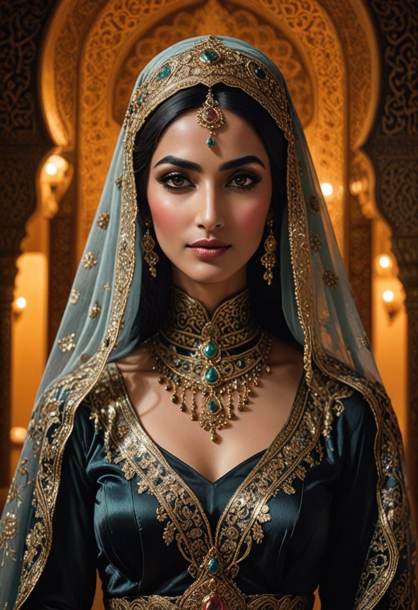 Exotic Oriental Princess in Arabian Nights Palace