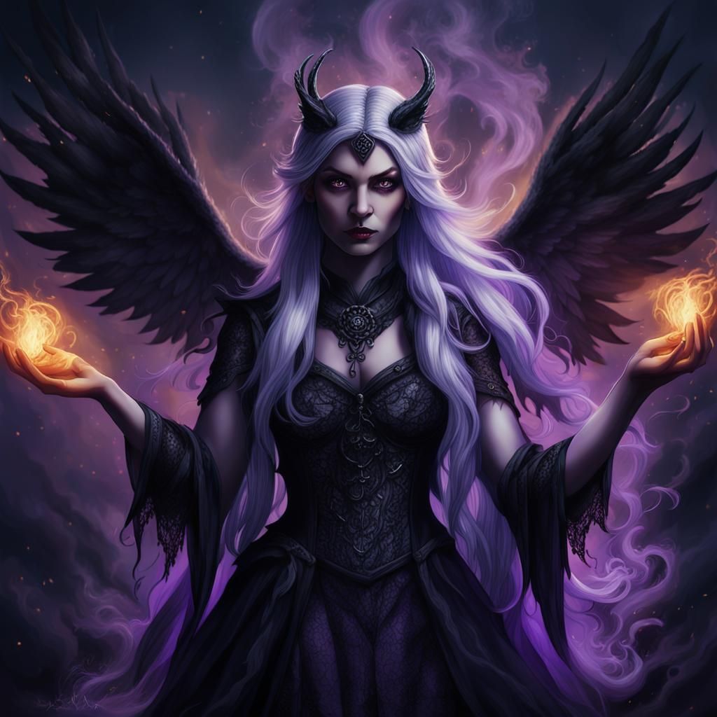 Goth Angel Fails Spell, Dark Fantasy Art