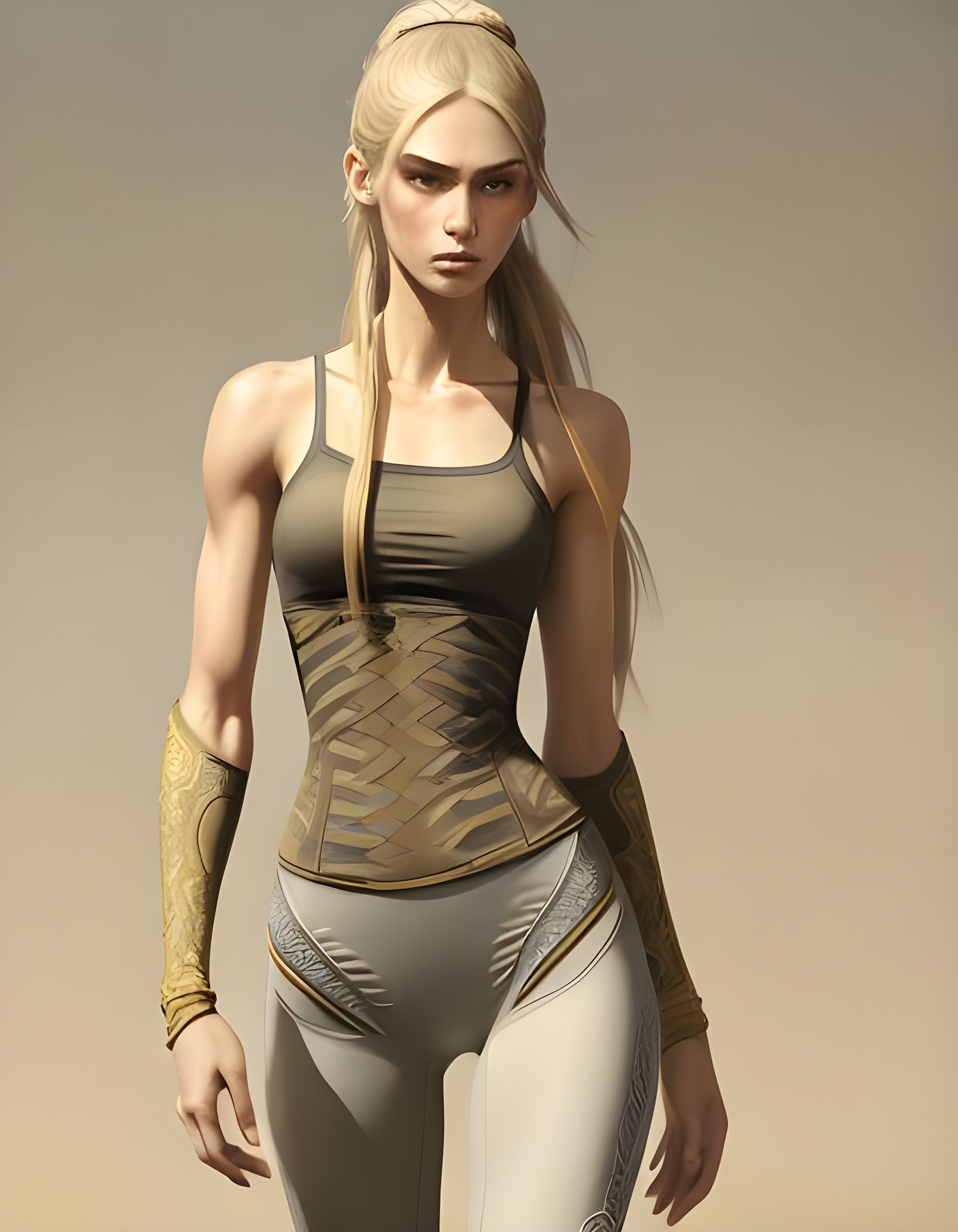 Maximalist Horror Portrait of Athletic Teen Girl