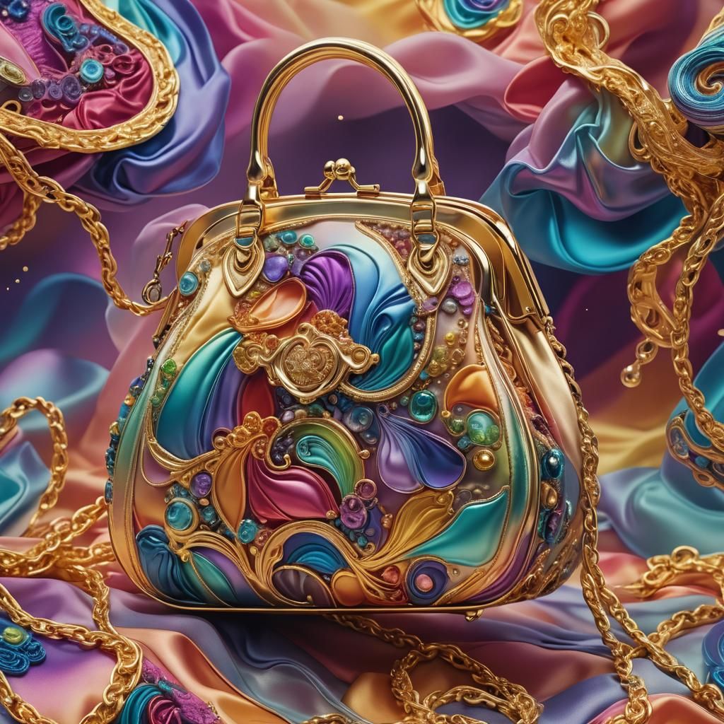 Glamorous Handbag in Rainbow Surrealism