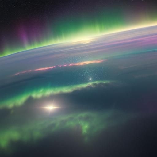 Spaceship Crossing a Light-Year: Impressionist Space Art