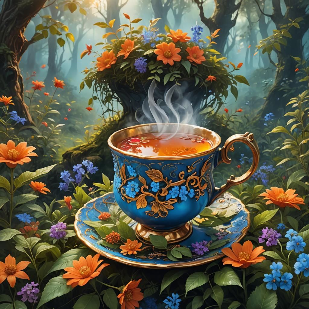 Mystical Forest Herbal Tea: Digital Matte Painting