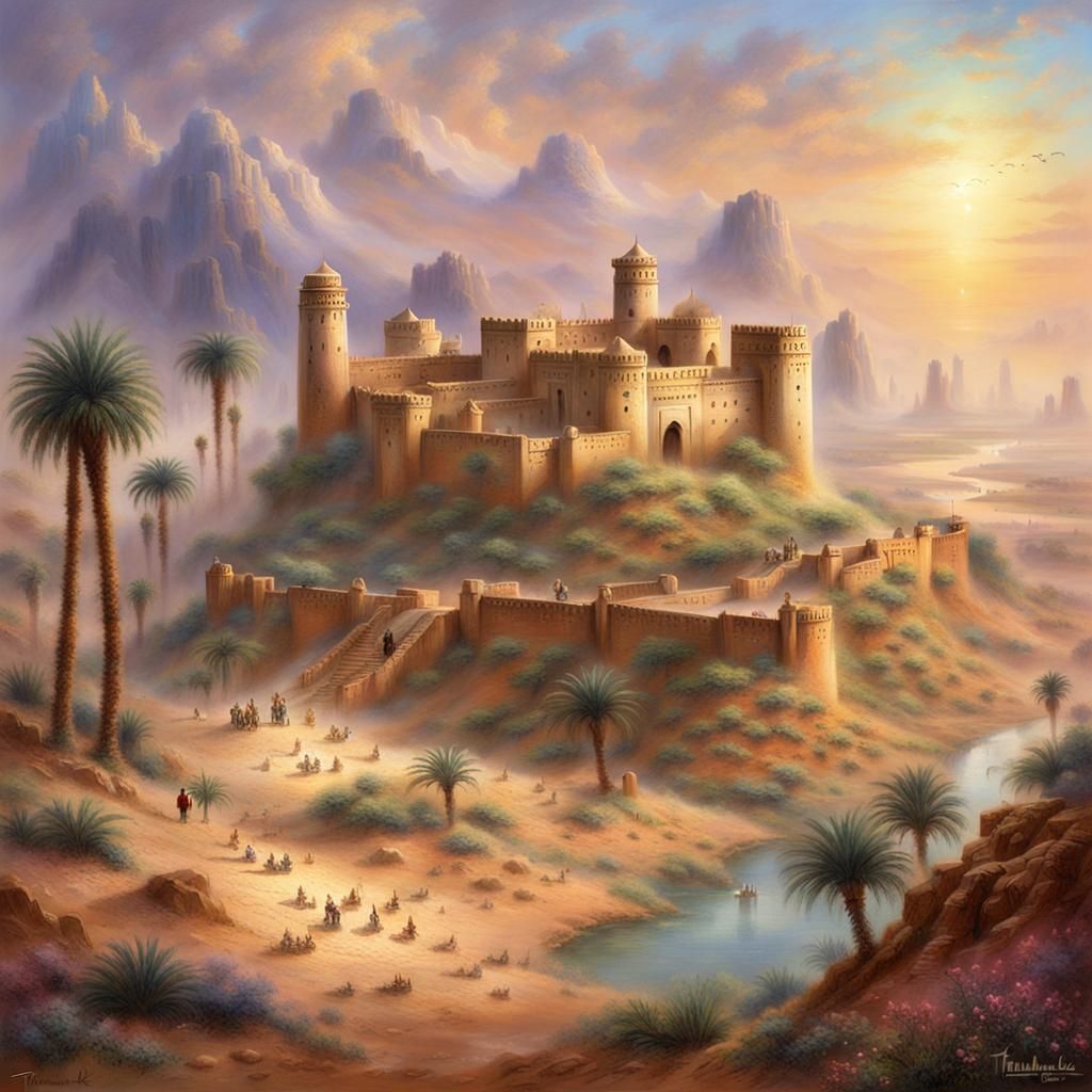 Sahara Desert Oasis Fort in Ethereal Style