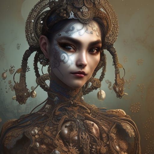 Elaborate Moon Goddess Portrait in Hyperdetailed Fantasy Art