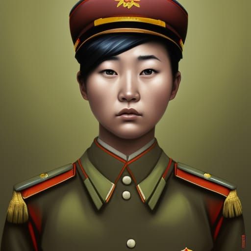 Furious North Korean Soldier Portrait in Hyperdetail
