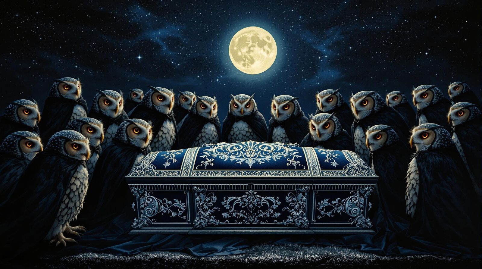 Mourning Owl in Midnight Vigil