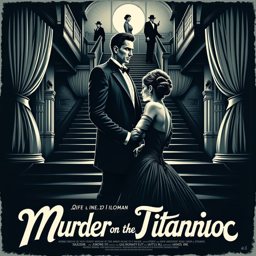 Film Noir-Style Movie Poster for Murder on the Titanic