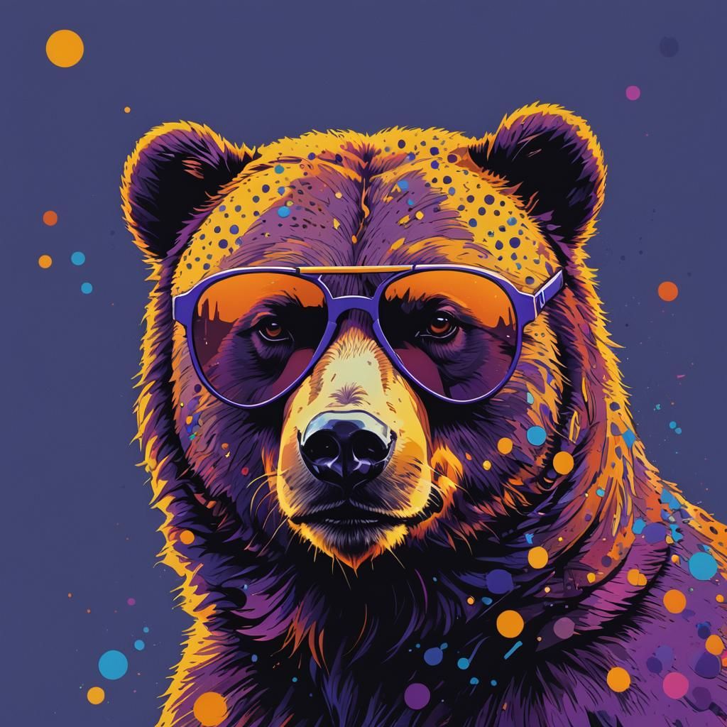 Bear in Sunglasses: Pop Art Portrait