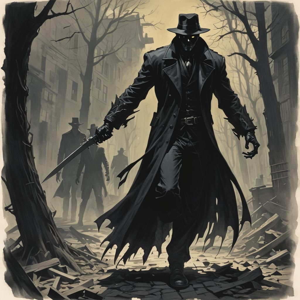 Sinister Shadow Man in Dark Fantasy Style