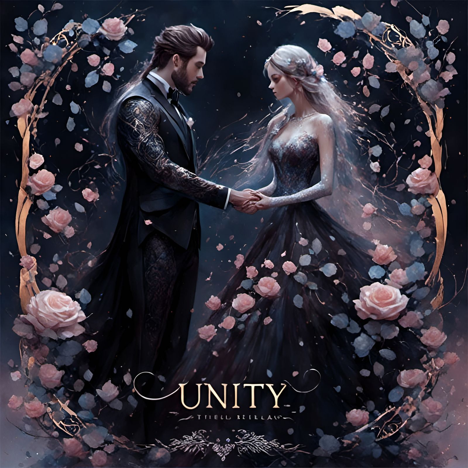 Pastel Concept Art: Lovers in Suits Embrace Unity