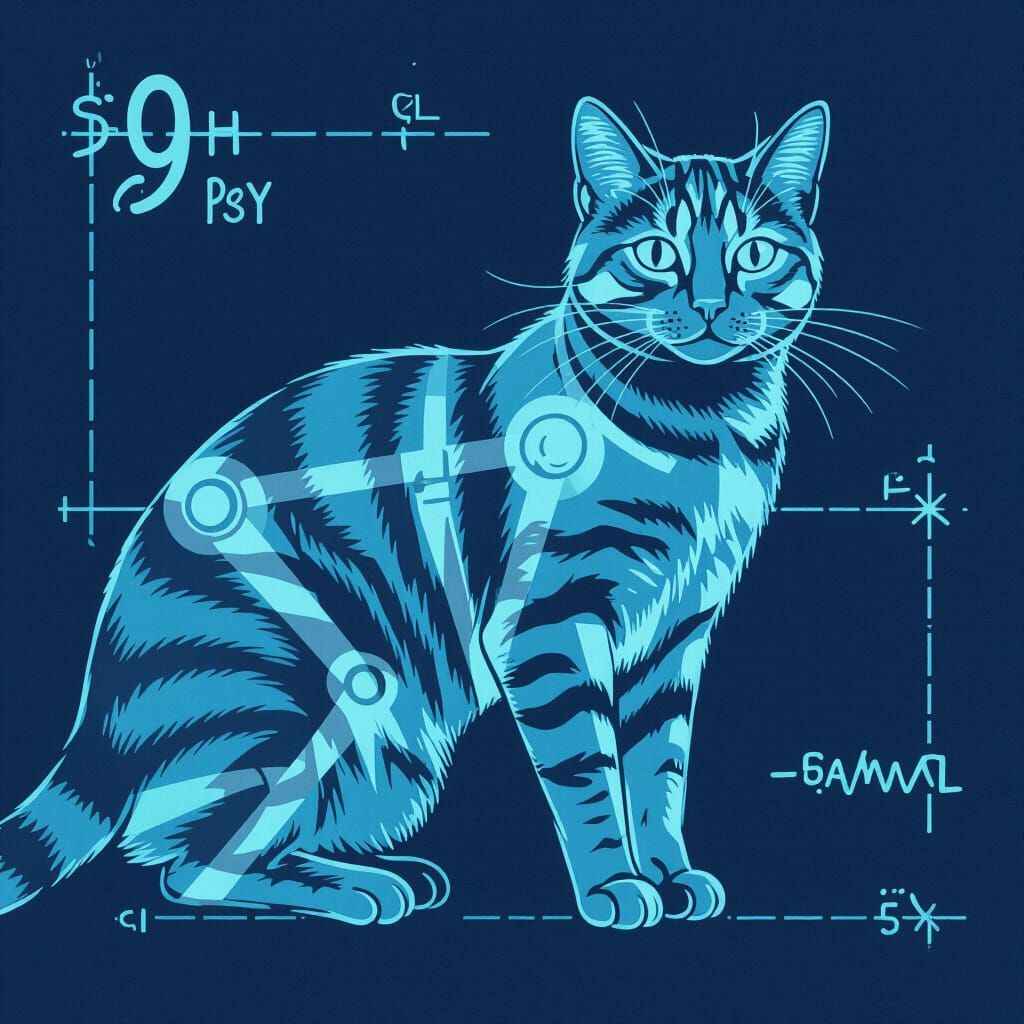 X-Ray Cat Vector in Marey Chronophotography Style