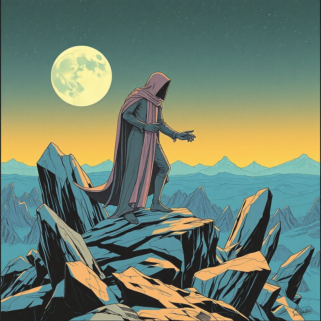 Sci-Fi Landscape in Moebius Style