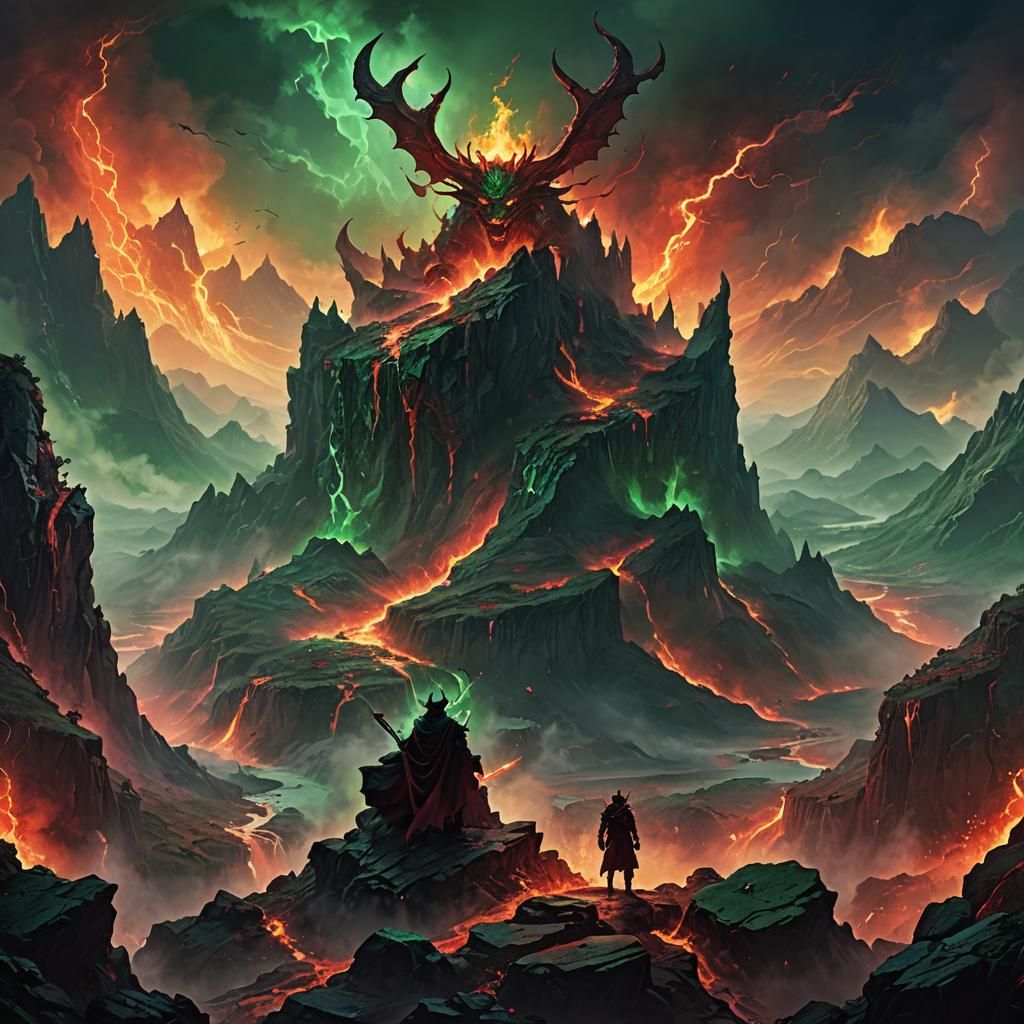 Demons on Mystical Mountain: Dark Fantasy Concept Art