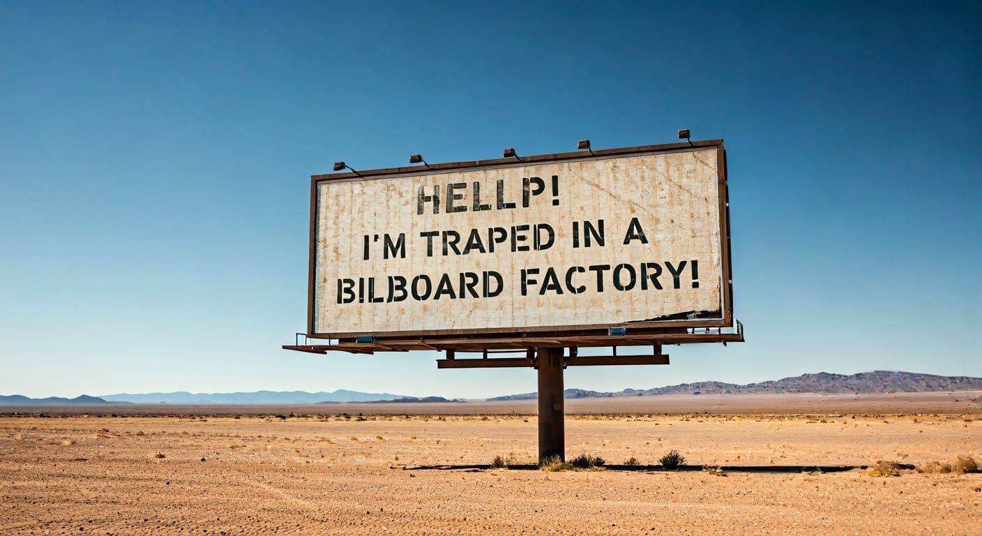 Desert Billboard Trapped in Surreal Nightmare