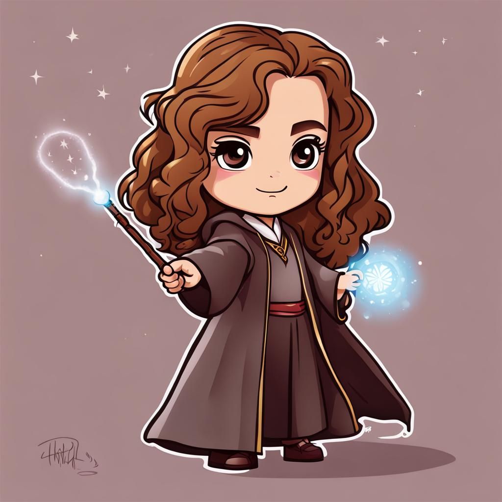 Chibi Hermione Granger Casting a Spell
