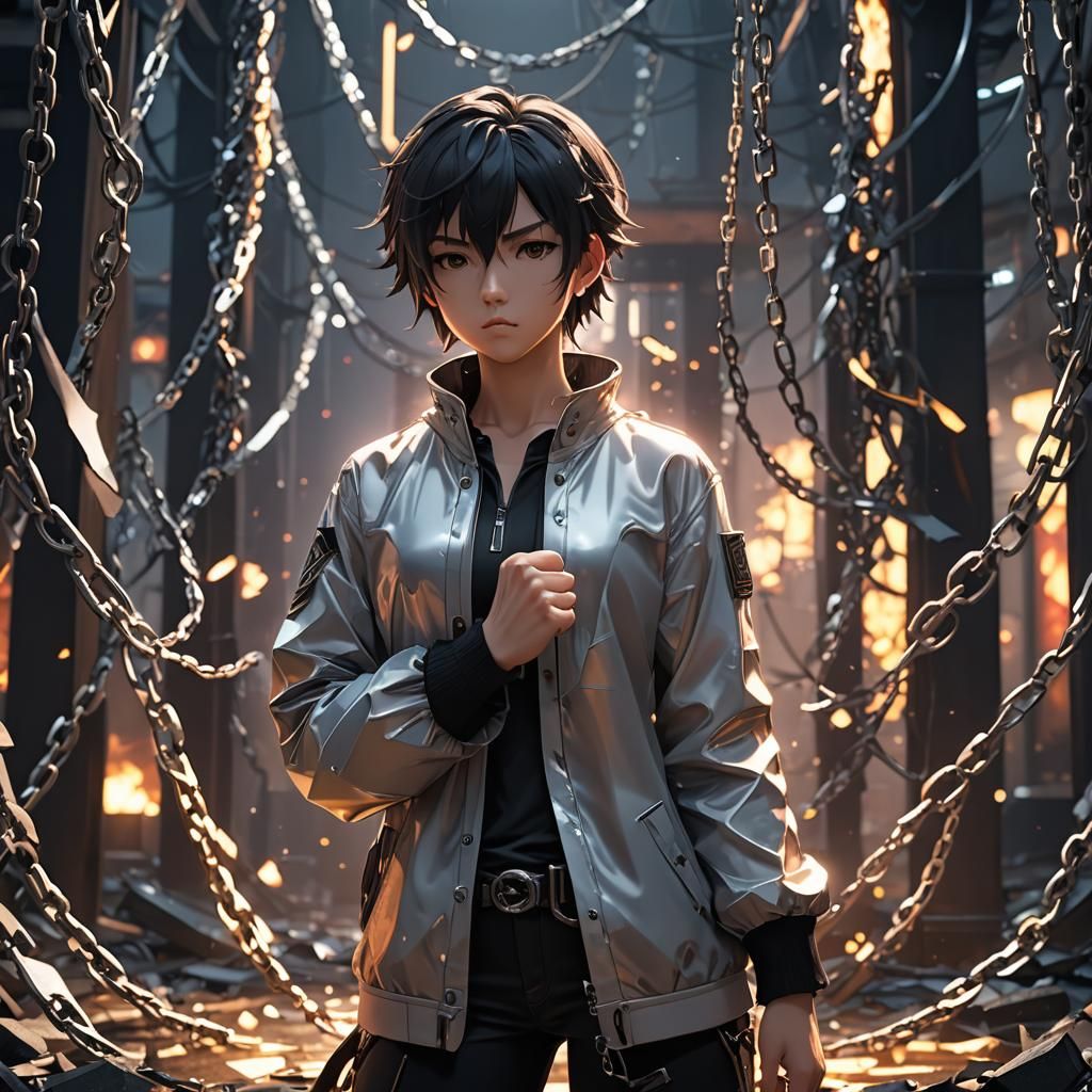Anime Character Emerges from Shattered Chains