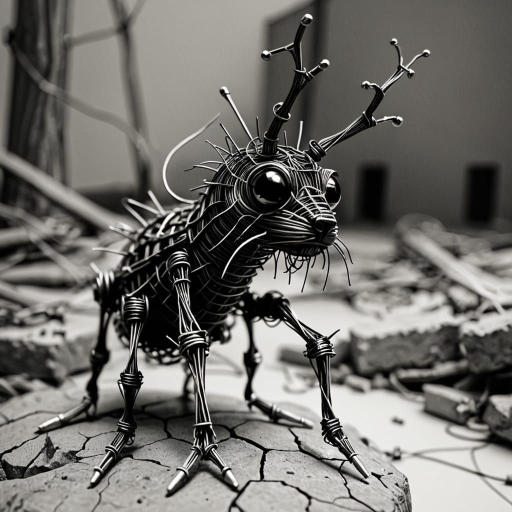 an expressive pencil sketch of grimdark cute goth critter ma...