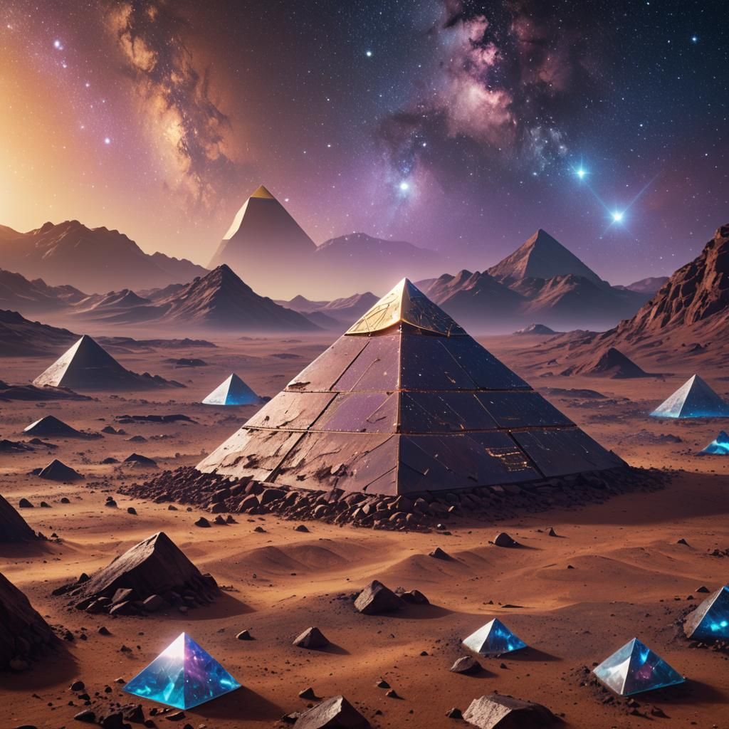 Diamond Pyramid on Mars in Fantasy Realism