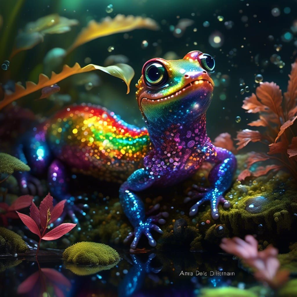 Rainbow Glitter Salamanders by Bioluminescent Stream