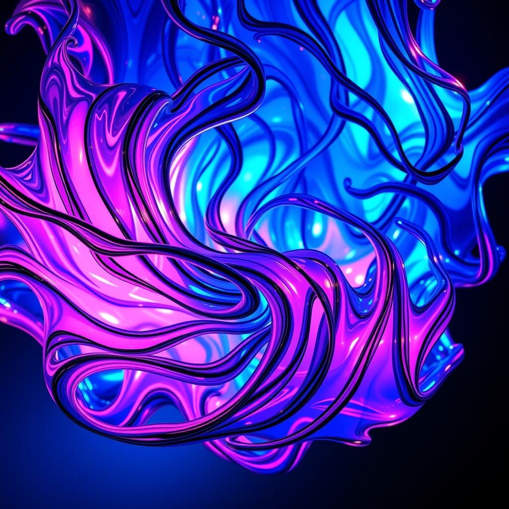 Elegant Duotone Glass Sculpture in Vibrant Blue and Pink