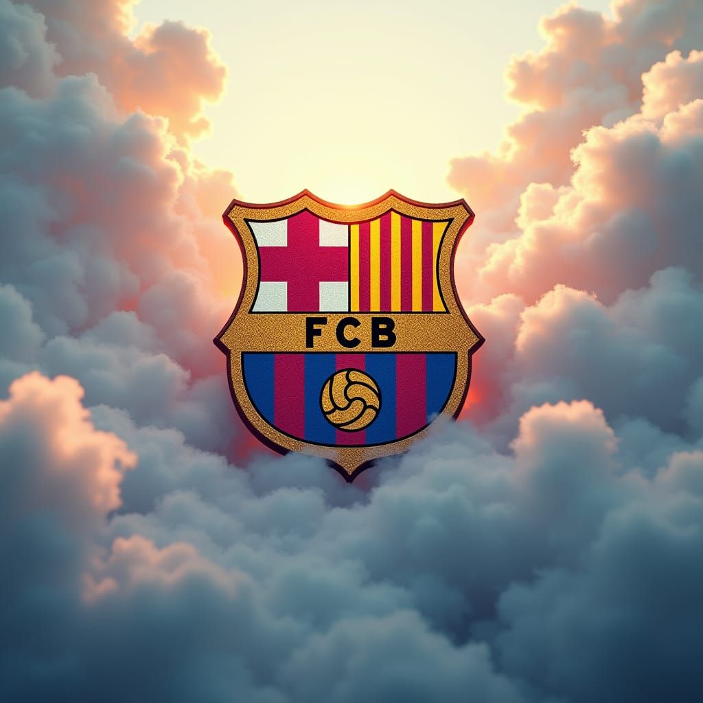 Barcelona Logo Soaring Through Clouds in Fantasy Art