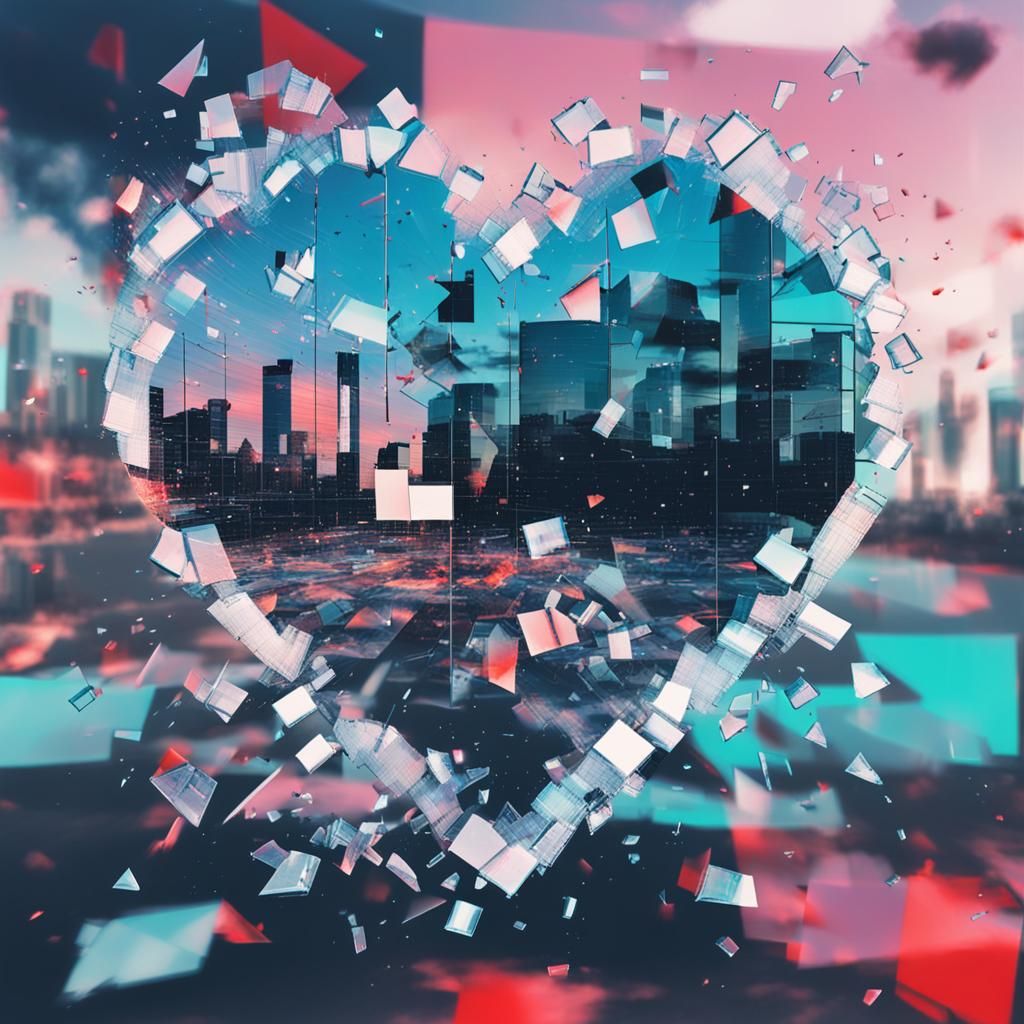 Heart-shaped broken window