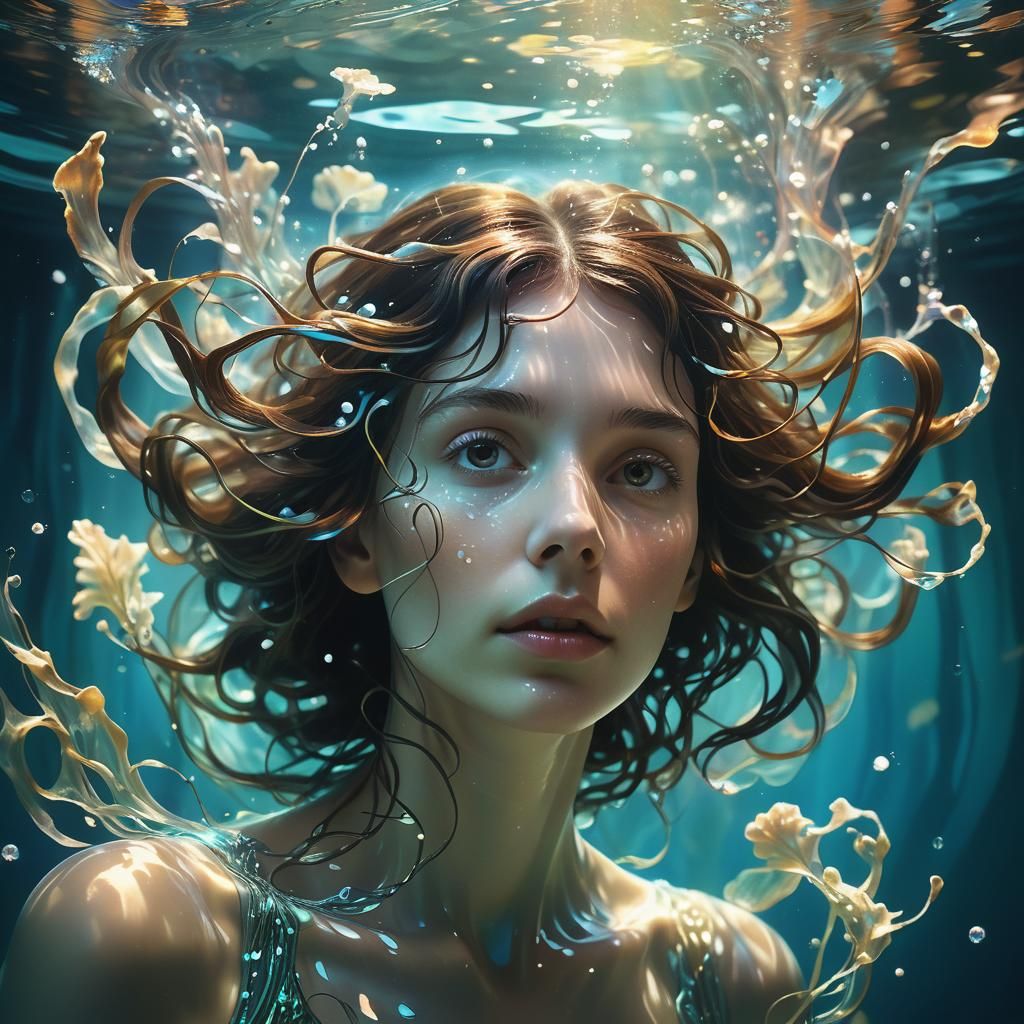 Underwater Portrait in Art Nouveau Style