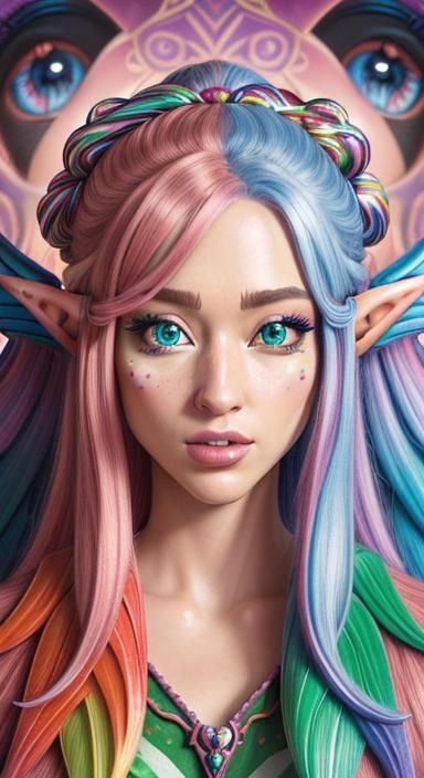 Candy Elf Portrait in Digital Illustration Style