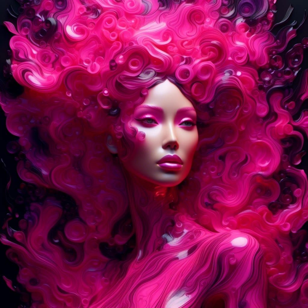 Stunning Pink Woman in Neo-Impressionistic Style
