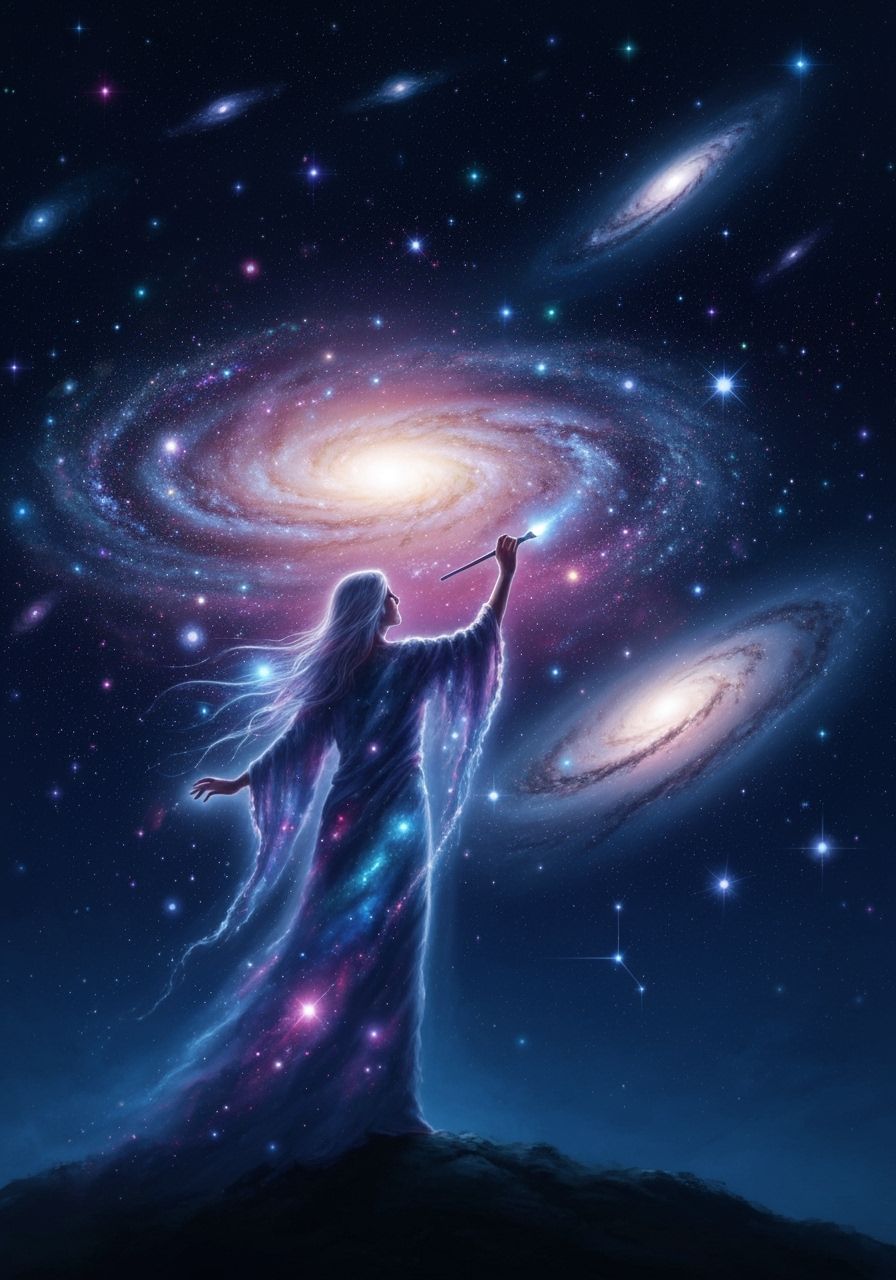 Celestial Being Paints Stars into Existence